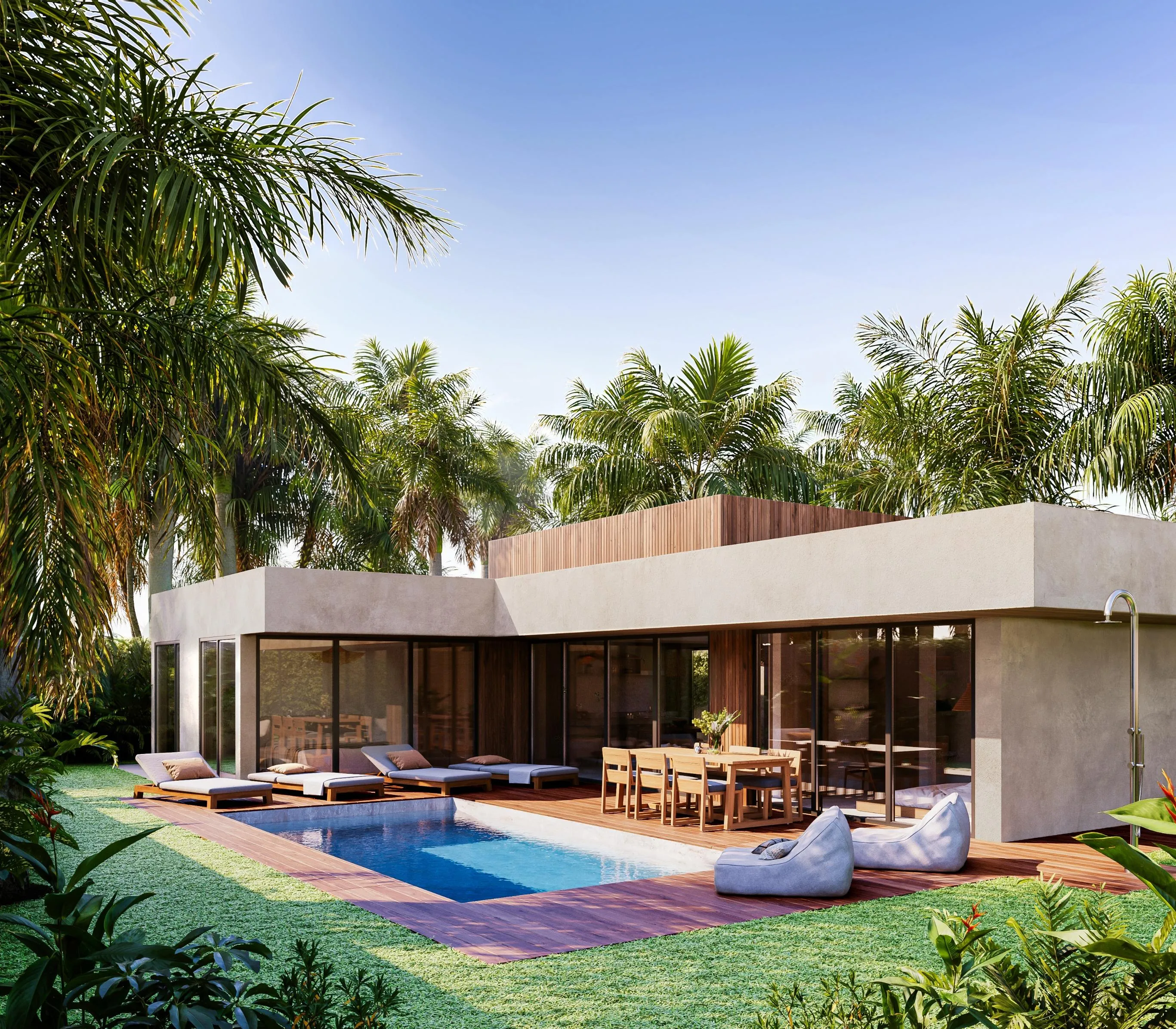 Villa exterior with pool